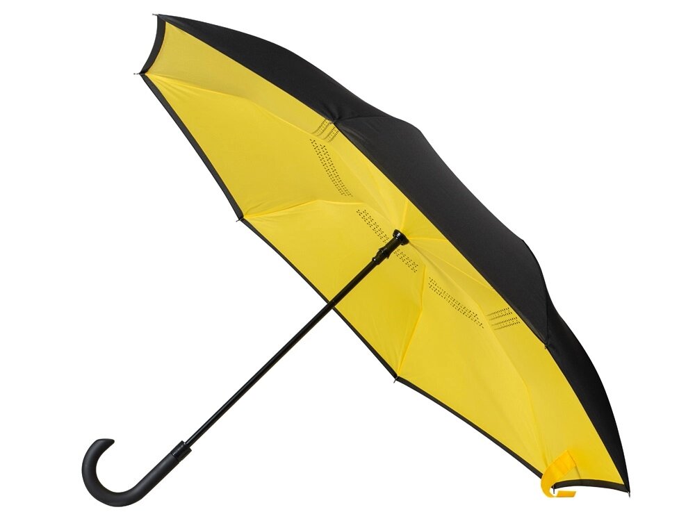 Зонт-трость наоборот Inversa, полуавтомат, черный/желтый от компании ТОО VEER Company Group / Одежда и сувениры с логотипом - фото 1
