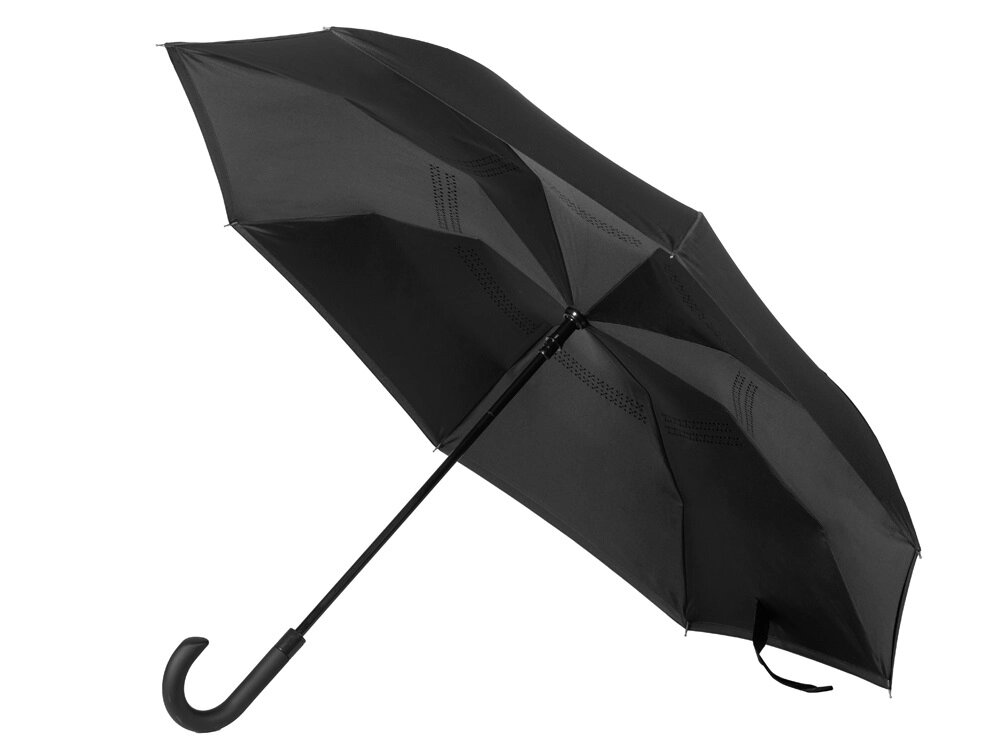 Зонт-трость наоборот Inversa, полуавтомат, черный от компании ТОО VEER Company Group / Одежда и сувениры с логотипом - фото 1