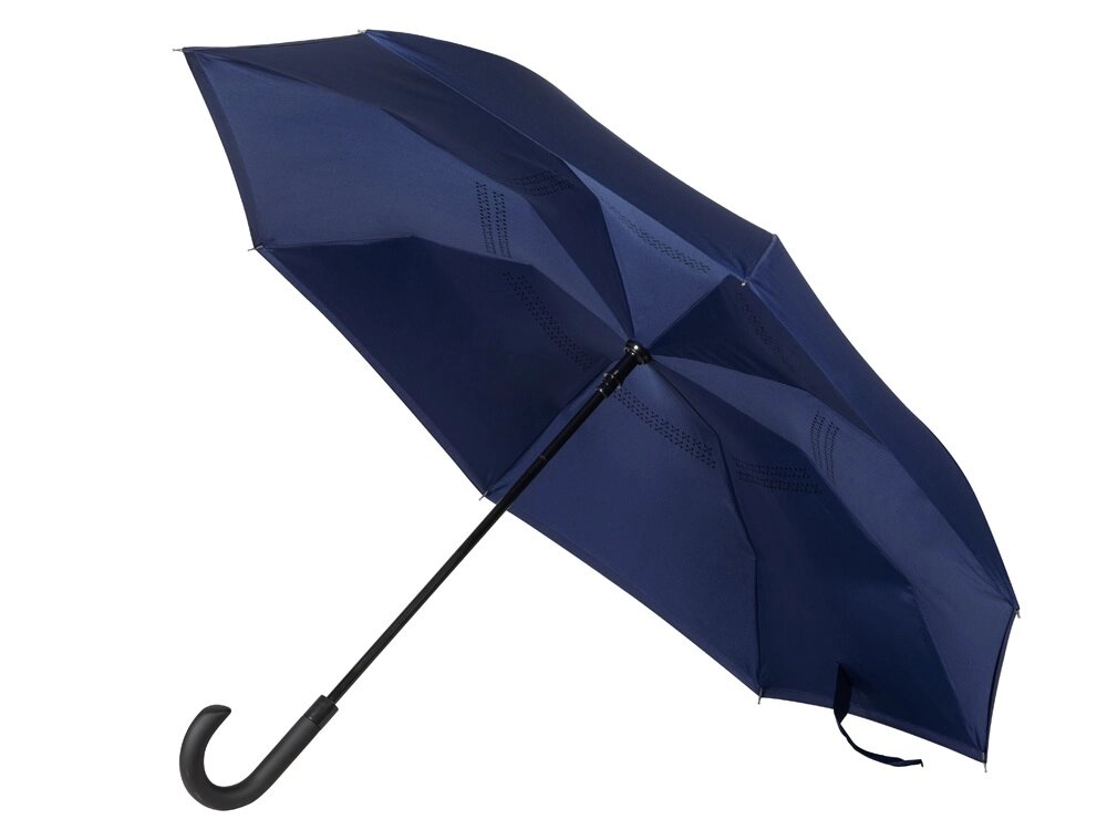 Зонт-трость наоборот Inversa, полуавтомат, темно-синий от компании ТОО VEER Company Group / Одежда и сувениры с логотипом - фото 1