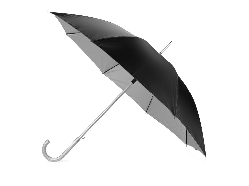Зонт-трость полуавтомат Майорка, черный/серебристый от компании ТОО VEER Company Group / Одежда и сувениры с логотипом - фото 1