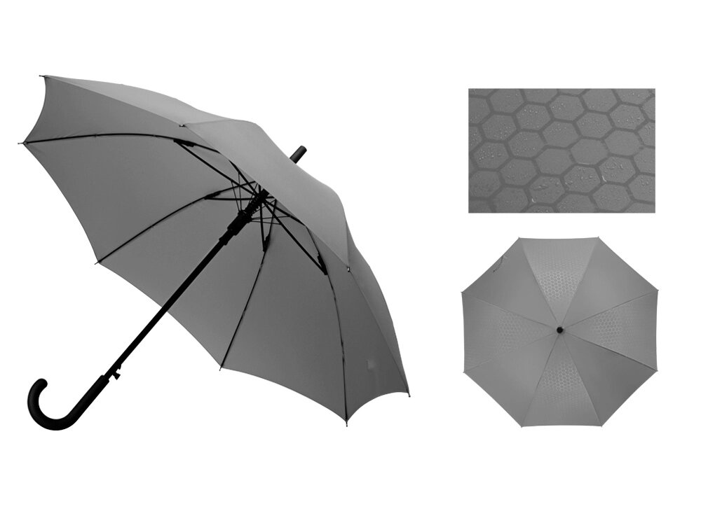 Зонт-трость полуавтомат Wetty с проявляющимся рисунком, серый от компании ТОО VEER Company Group / Одежда и сувениры с логотипом - фото 1