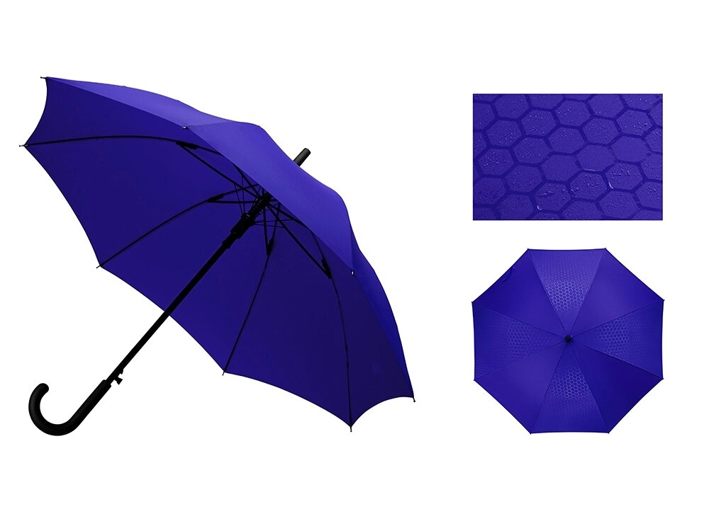 Зонт-трость полуавтомат Wetty с проявляющимся рисунком, синий от компании ТОО VEER Company Group / Одежда и сувениры с логотипом - фото 1