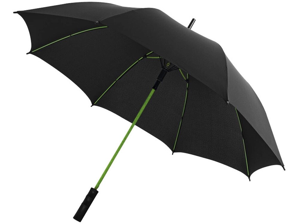 Зонт трость Spark полуавтомат 23, черный/лайм от компании ТОО VEER Company Group / Одежда и сувениры с логотипом - фото 1