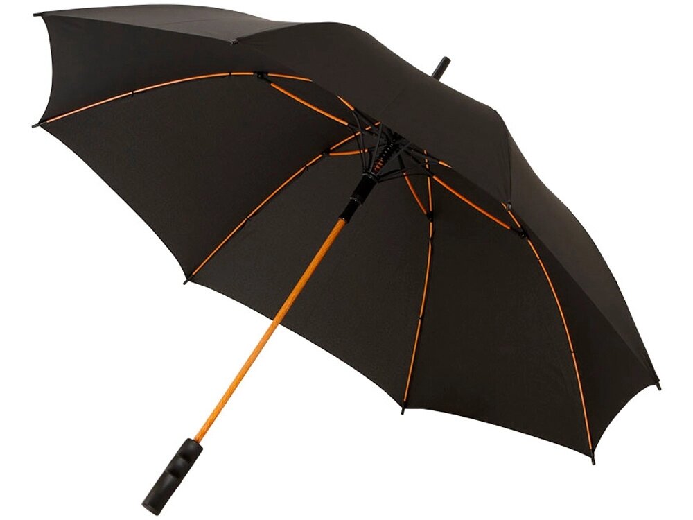 Зонт-трость Spark полуавтомат 23, черный/оранжевый от компании ТОО VEER Company Group / Одежда и сувениры с логотипом - фото 1
