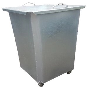 Оцинкованный нержавеющий мусорный контейнер 0,75 куб с крышкой на колесах (НДС 12% в т. ч.)