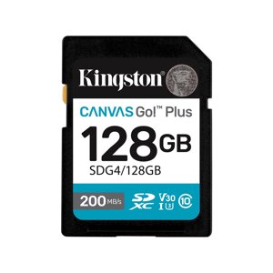 Карта памяти kingston SDG4/128GB canvas go plus gen4 C10 UHS-I U3 V30 128GB