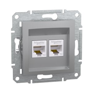 Розетка компьютерная двойная SE EPH4400161 Asfora RJ45 кат. 5e механизм алюминий