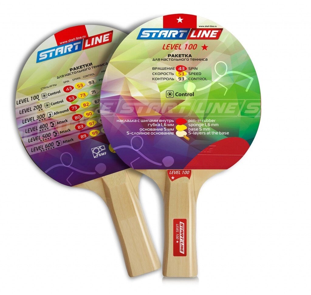 Ракетка для настольного тенниса Level 100 (прямая) 1шт от компании STAR SPORTS - Магазин спортивных товаров - фото 1
