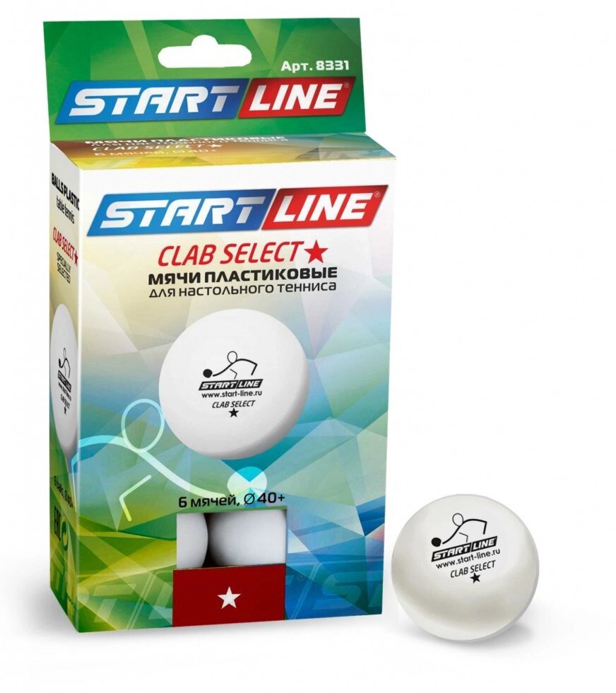 Шарики для настольного тенниса CLUB SELECT 1*, 6 мячей в упаковке, белые от компании STAR SPORTS - Магазин спортивных товаров - фото 1