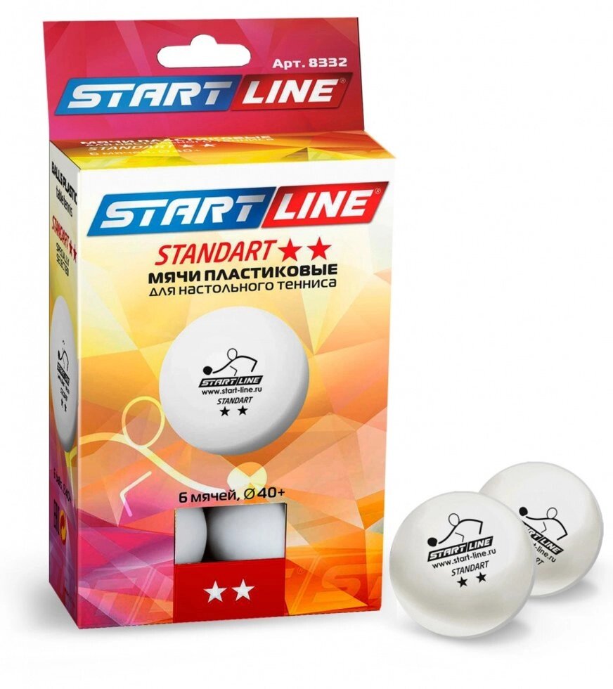 Шарики для настольного тенниса STANDART 2*, 6 мячей в упаковке, белые от компании STAR SPORTS - Магазин спортивных товаров - фото 1