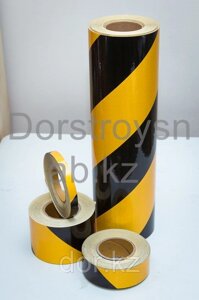 Пленка световозвращающая черно-желтая 1,22*50м для ограждения опасностей