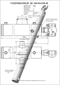 Гидроцилиндр подъема тяговой рамы (отвала) ДЗ-122.08.06.000 (100х50-1250.48) в Астане от компании ООО "ДС-Сервис"
