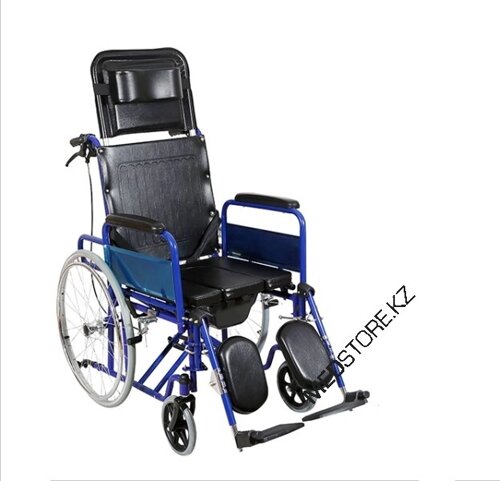 Кресло инвалидное механическое, модель HQ603GC, с санитарным оснащением и высокой спинкой