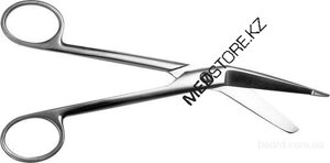Ножницы горизонтально изогнутые для разрезания повязок с пуговкой 185 мм