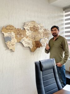 3Д Деревянная Карта Казахстана 150*80 без подсветки