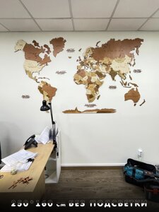 Деревянная карта на стену 3D Многоуровневая 250*160 см