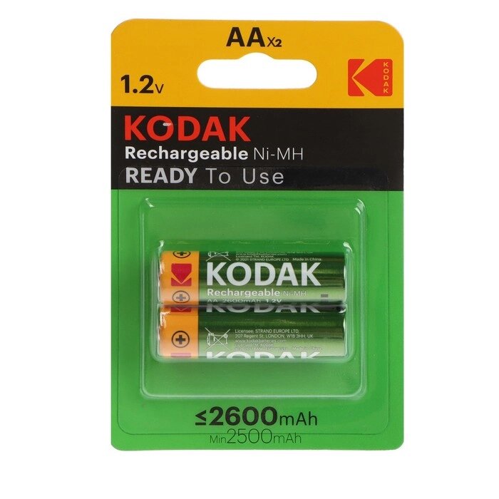 Аккумулятор Kodak, Ni-Mh, AA, HR6-2BL, 1.2В, 2600 мАч, блистер, 2 шт. от компании Интернет-магазин "Flap" - фото 1
