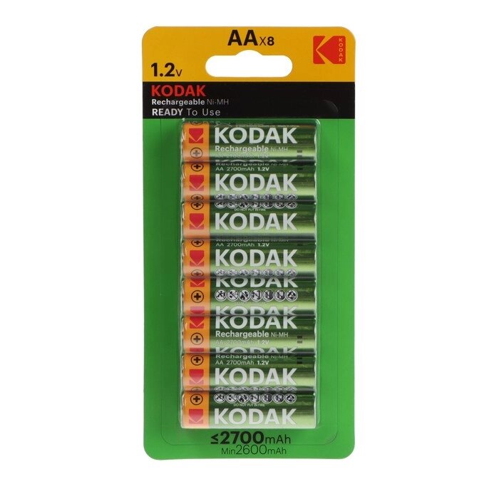 Аккумулятор Kodak, Ni-Mh, AA, HR6-8BL, 2700 мАч, блистер, 8 шт. от компании Интернет-магазин "Flap" - фото 1