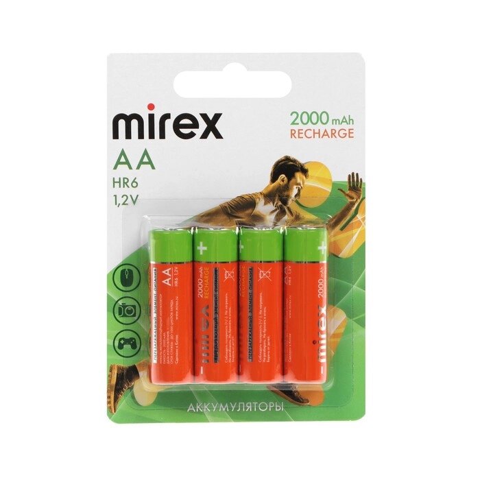Аккумулятор Mirex, Ni-Mh, AA, HR6-4BL, 1.2В, 2000 мАч, блистер, 4 шт. от компании Интернет-магазин "Flap" - фото 1