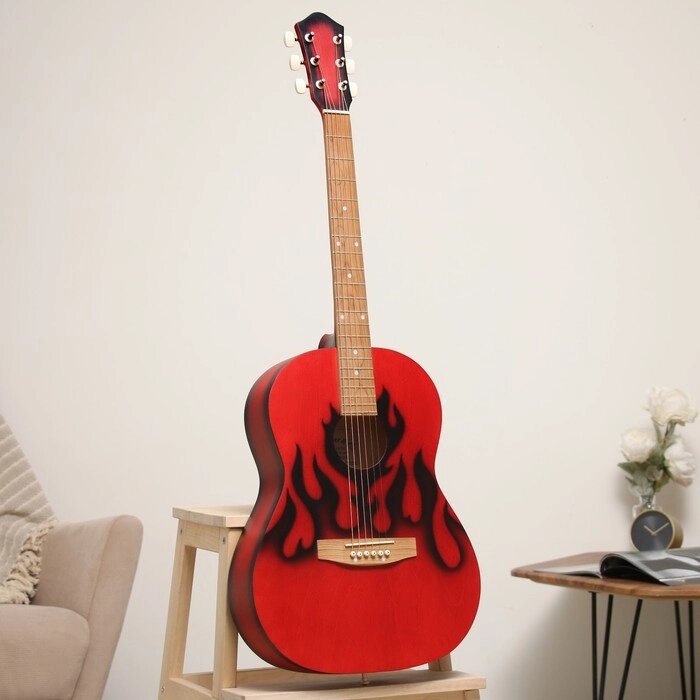 Акустическая гитара 'M-313-FL' черное пламя, мензура 650, 6 струнн от компании Интернет-магазин "Flap" - фото 1