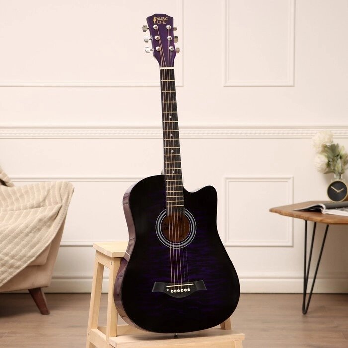 Акустическая гитара Music Life QD-H38Q-hw, фиолетовая от компании Интернет-магазин "Flap" - фото 1