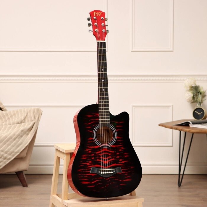 Акустическая гитара Music Life QD-H38Q-hw, красная от компании Интернет-магазин "Flap" - фото 1