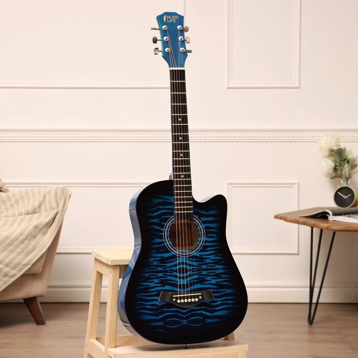 Акустическая гитара Music Life QD-H38Q-hw, синяя от компании Интернет-магазин "Flap" - фото 1