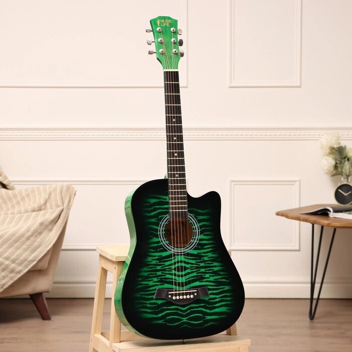 Акустическая гитара Music Life QD-H38Q-hw, зелёная от компании Интернет-магазин "Flap" - фото 1