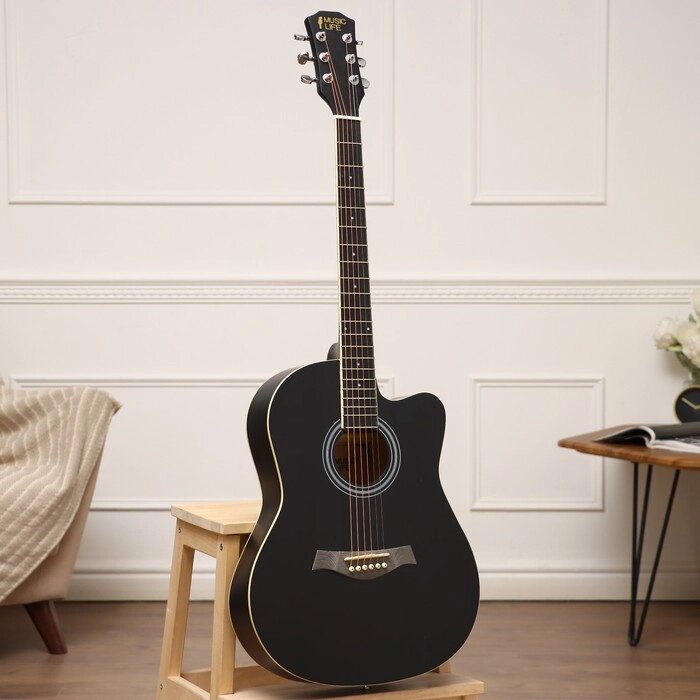 Акустическая гитара Music Life QD-H39Q-BB черная от компании Интернет-магазин "Flap" - фото 1
