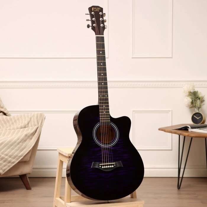 Акустическая гитара Music Life QD-H40Q-hw, фиолетовая от компании Интернет-магазин "Flap" - фото 1