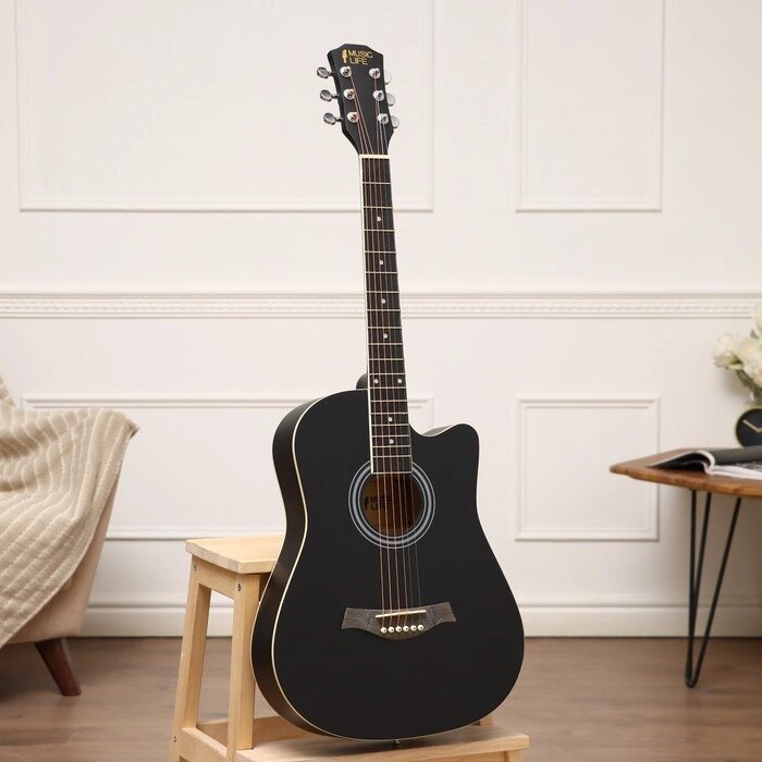 Акустическая гитара Music Life YD-D38Q, черная от компании Интернет-магазин "Flap" - фото 1