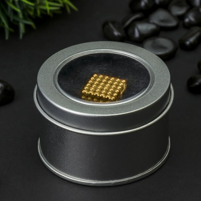 Антистресс магнит 'Неокуб' 216 шариков d0,3 см (золото) от компании Интернет-магазин "Flap" - фото 1
