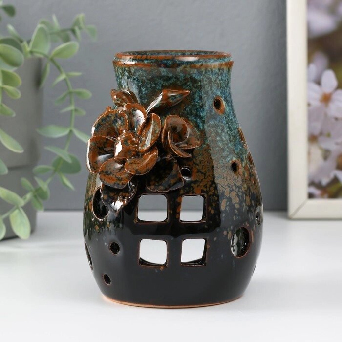 Аромалампа керамика 'Полевой цветок' коричневая 9х9,5х13,5 см от компании Интернет-магазин "Flap" - фото 1