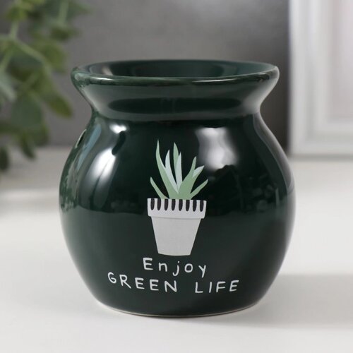 Аромалампа керамика 'Растение в горшке' зелёная 7,2х7,2х7,8 см