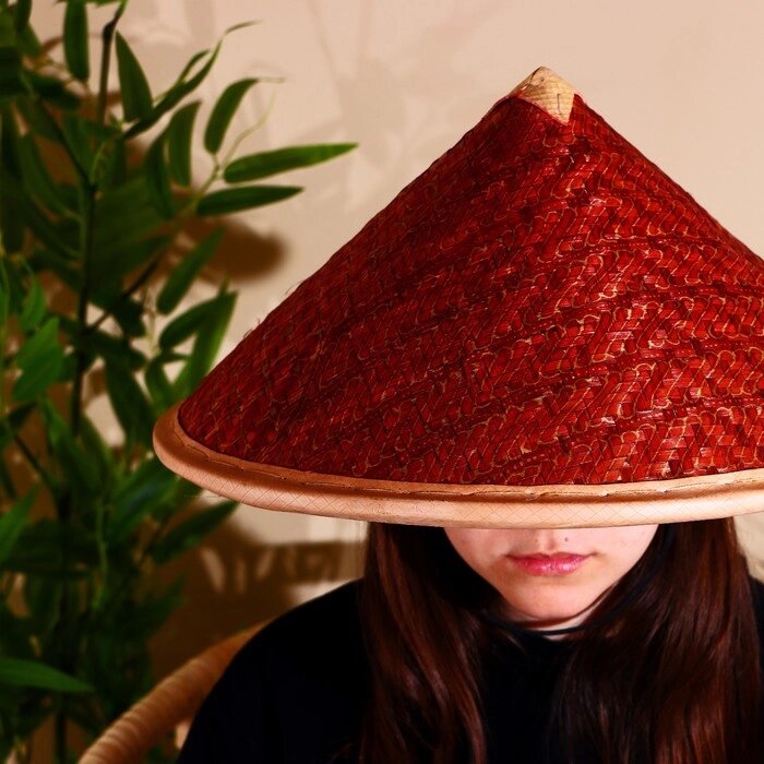 Бамбуковая шляпа 38 см бордовая от компании Интернет-магазин "Flap" - фото 1