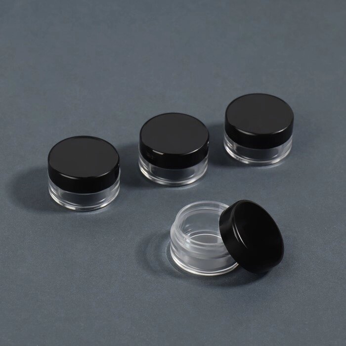 Баночки для хранения, 4 шт, 5 г, цвет чёрный/прозрачный от компании Интернет-магазин "Flap" - фото 1