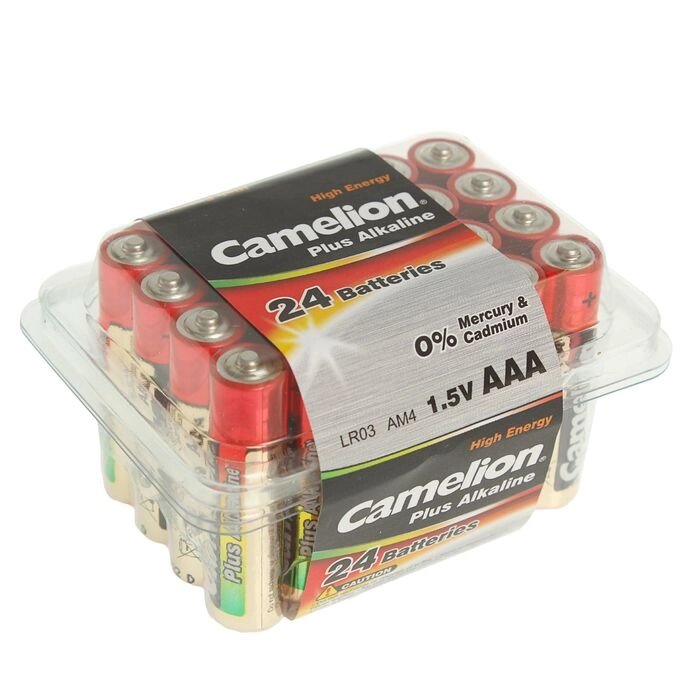 Батарейка алкалиновая Camelion Plus Alkaline, AAA, LR03-24BOX (LR03-PB24), 1.5В, набор 24 шт. от компании Интернет-магазин "Flap" - фото 1