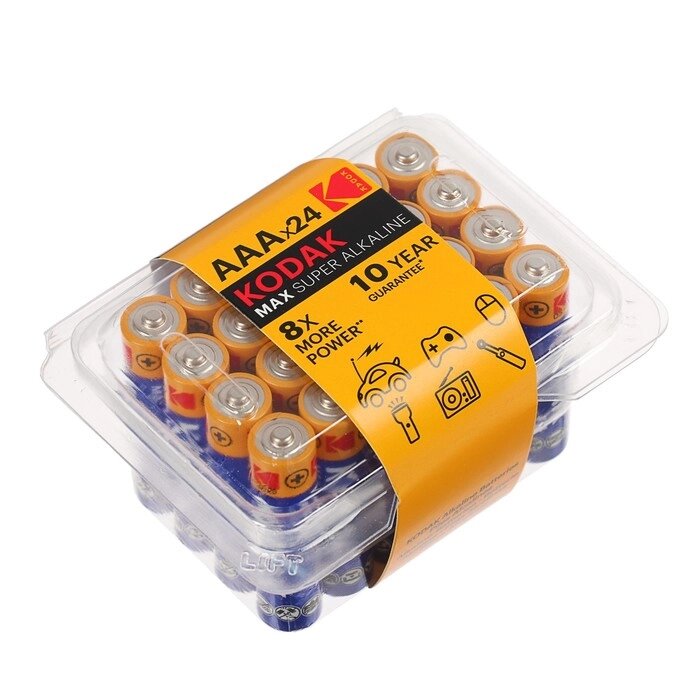 Батарейка алкалиновая Kodak Max, AAA, LR03-24BOX, 1.5В, бокс, 24 шт. от компании Интернет-магазин "Flap" - фото 1