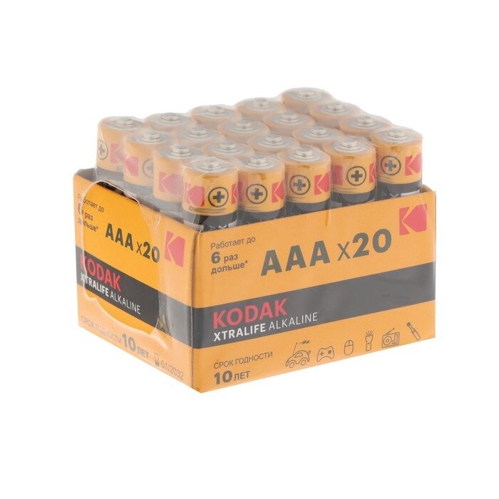 Батарейка алкалиновая Kodak Xtralife, AAA, LR03-20BOX, 1.5В, бокс, 20 шт. от компании Интернет-магазин "Flap" - фото 1