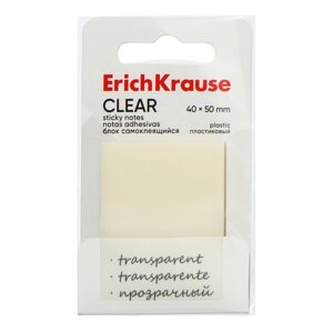 Блок с липким краем пластиковый 40х50 мм, ErichKrause 'Clear'50 листов, прозрачный