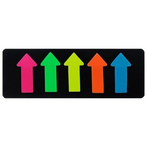 Блок-закладка 'Стрелки' с липким краем 5 x 15 x 51 мм, пластик, 5 цветов по 25 листов, флуоресцентный, МИКС