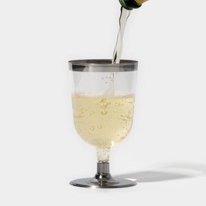 Бокал для вина 'Кристалл'200 мл, с металлизированными каемками, цвет прозрачный, 6 шт/уп (комплект из 6 шт.)