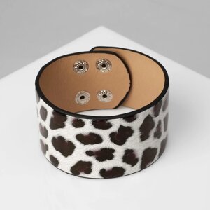 Браслет кожа 'Сафари' леопард, широкий, цвет коричнево-белый, 23,5 см