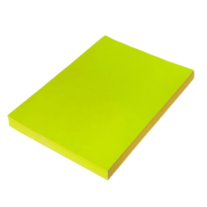 Бумага А4, 100 листов, 80 г/м, самоклеящаяся, флуоресцентная, жёлтая от компании Интернет-магазин "Flap" - фото 1