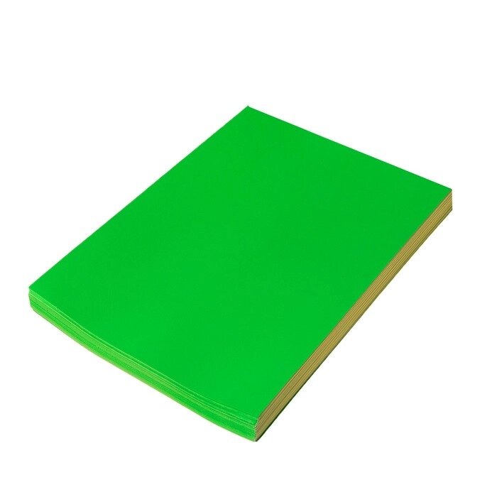 Бумага А4, 100 листов, 80 г/м, самоклеящаяся, флуоресцентный, ярко-зелёная от компании Интернет-магазин "Flap" - фото 1