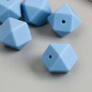 Бусина силикон 'Многогранник' холодный голубой d1,7 см (комплект из 5 шт.)