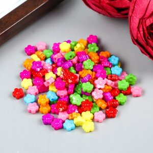 Бусины для творчества пластик 'Цветные микро цветочки' набор 150 шт 0,4х0,9х0,9 см