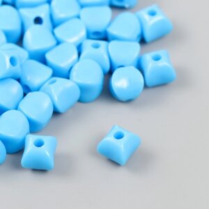 Бусины для творчества пластик 'Кубик со сплющенными краями' синий набор 25-30 гр d0,8 см