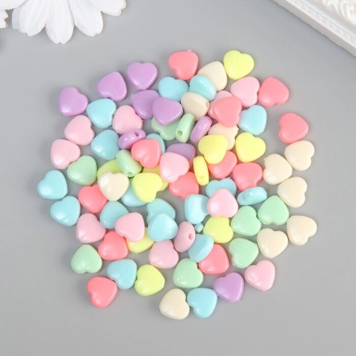 Бусины для творчества пластик 'Сердечки' цветные нежных цветов набор 500 гр 1х1,1х0,5 см от компании Интернет-магазин "Flap" - фото 1