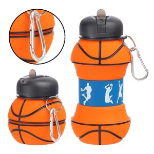 Бутылка для воды 'Баскетболный мяч'550 мл, складная, 18 х 8.7 см